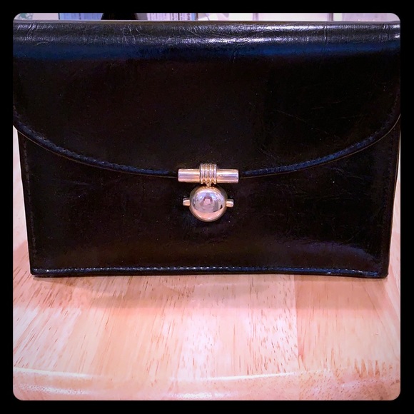 Bags Black Accordion Clutch With Gold Clasp Detail Poshmark